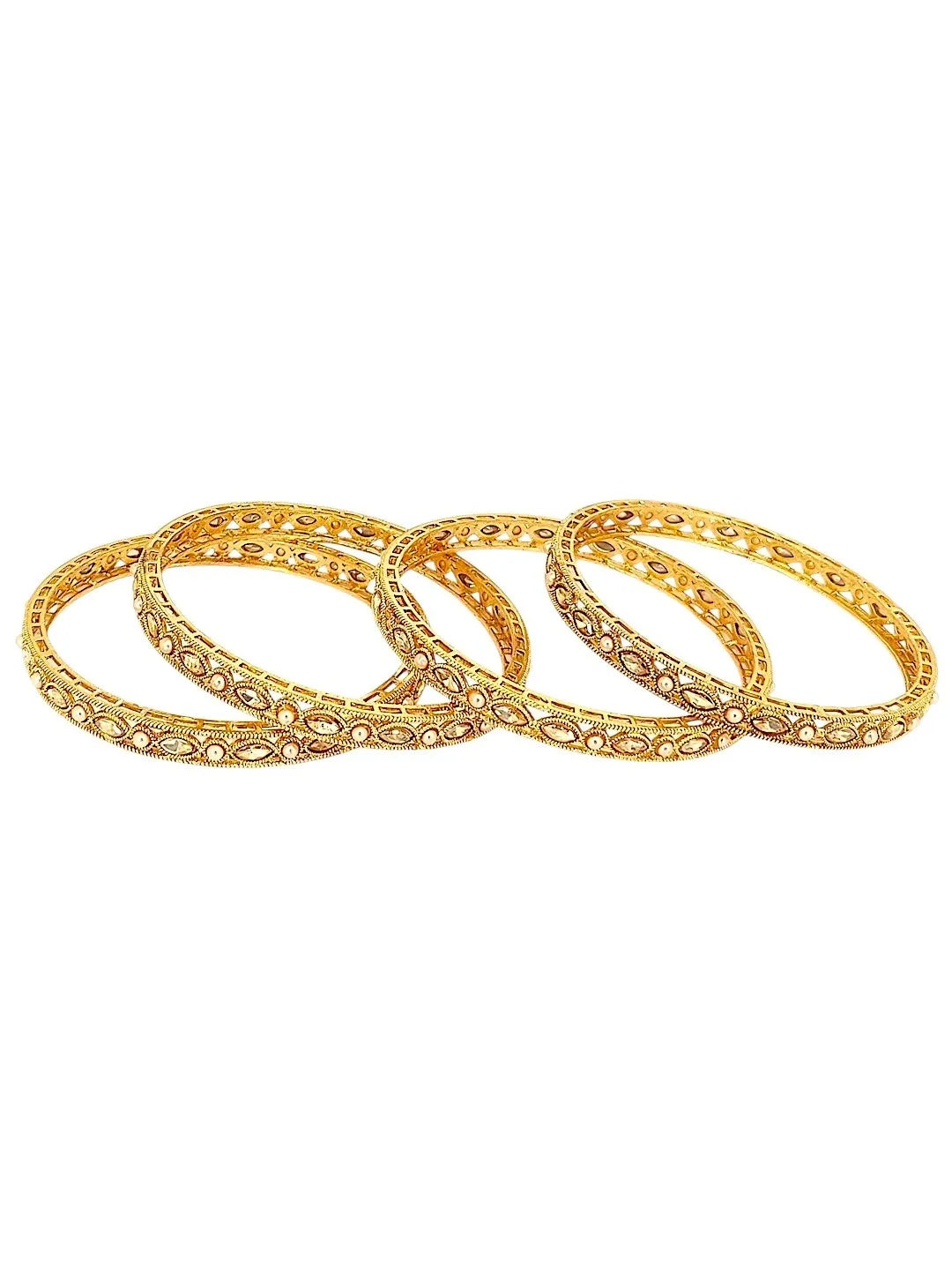 Set Of 4 Gold Plated Stone Studded Bangle