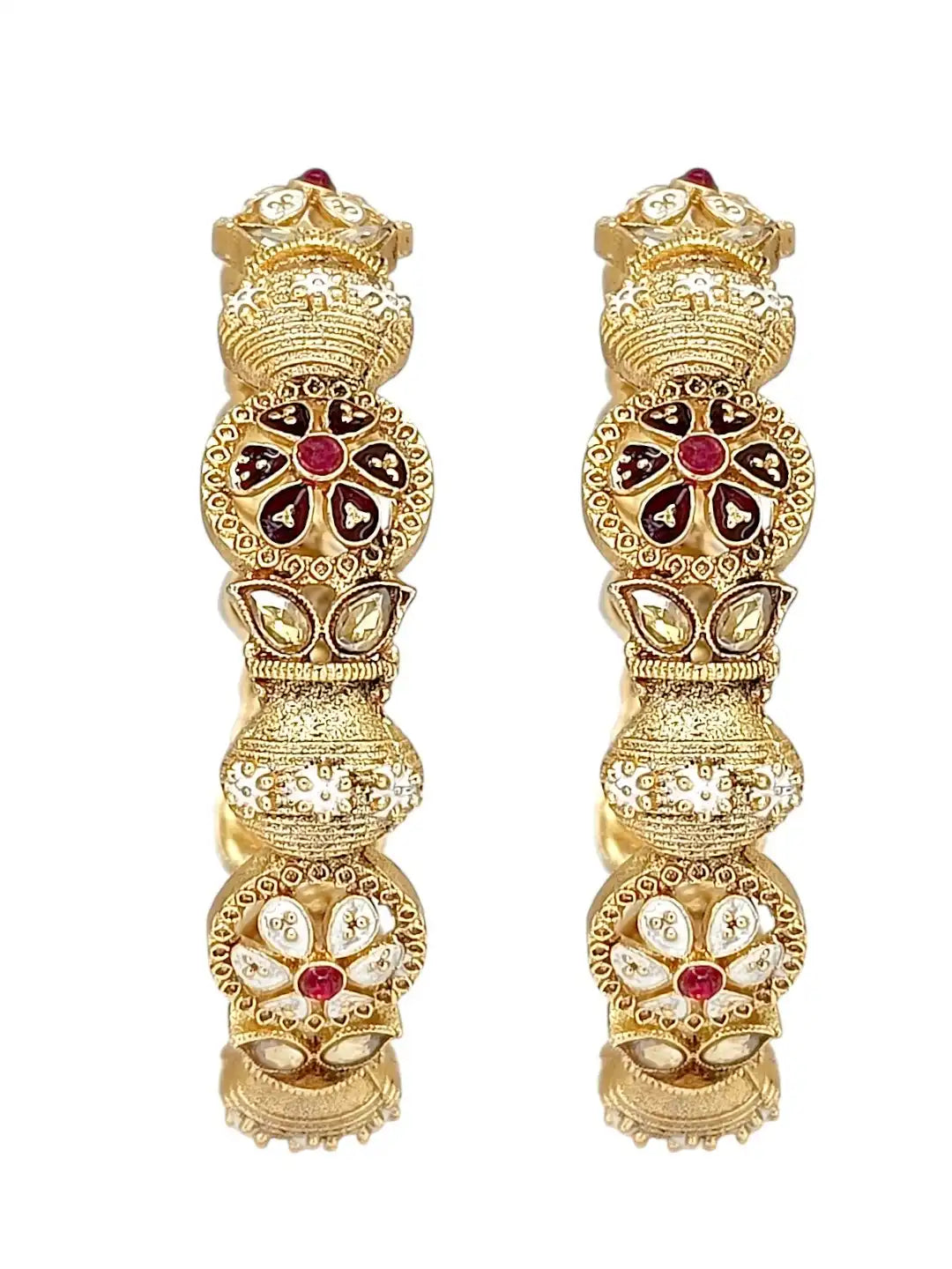 Set Of 2 Gold Toned Multi Meenakari Bangles