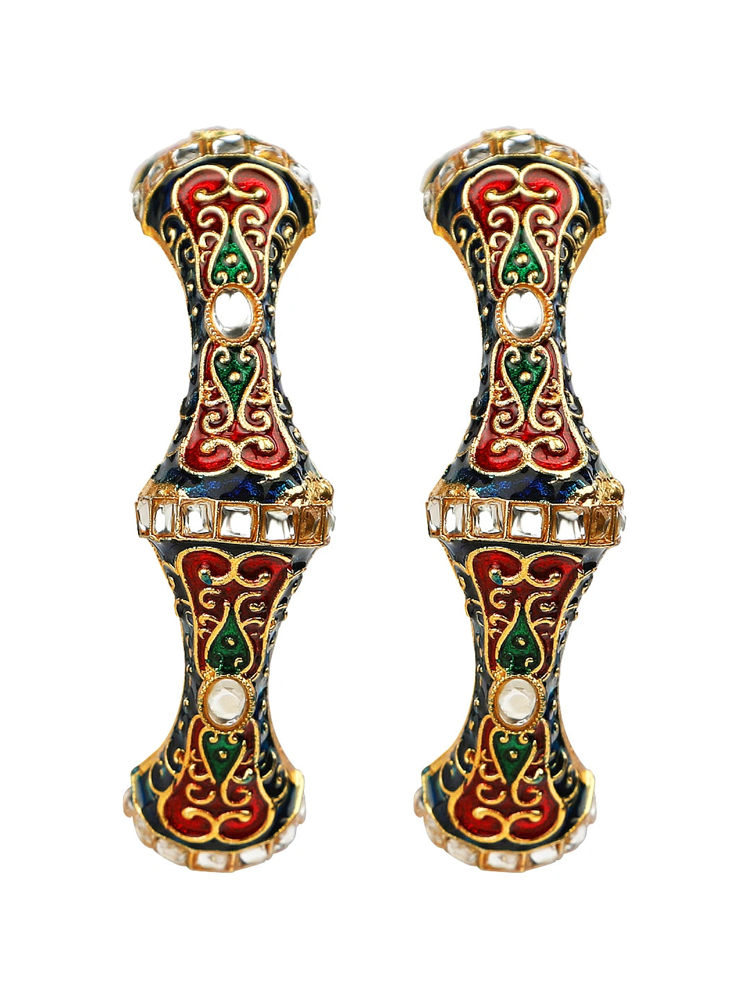 Hexagonal Kundan Meenakari 2pc Bangle