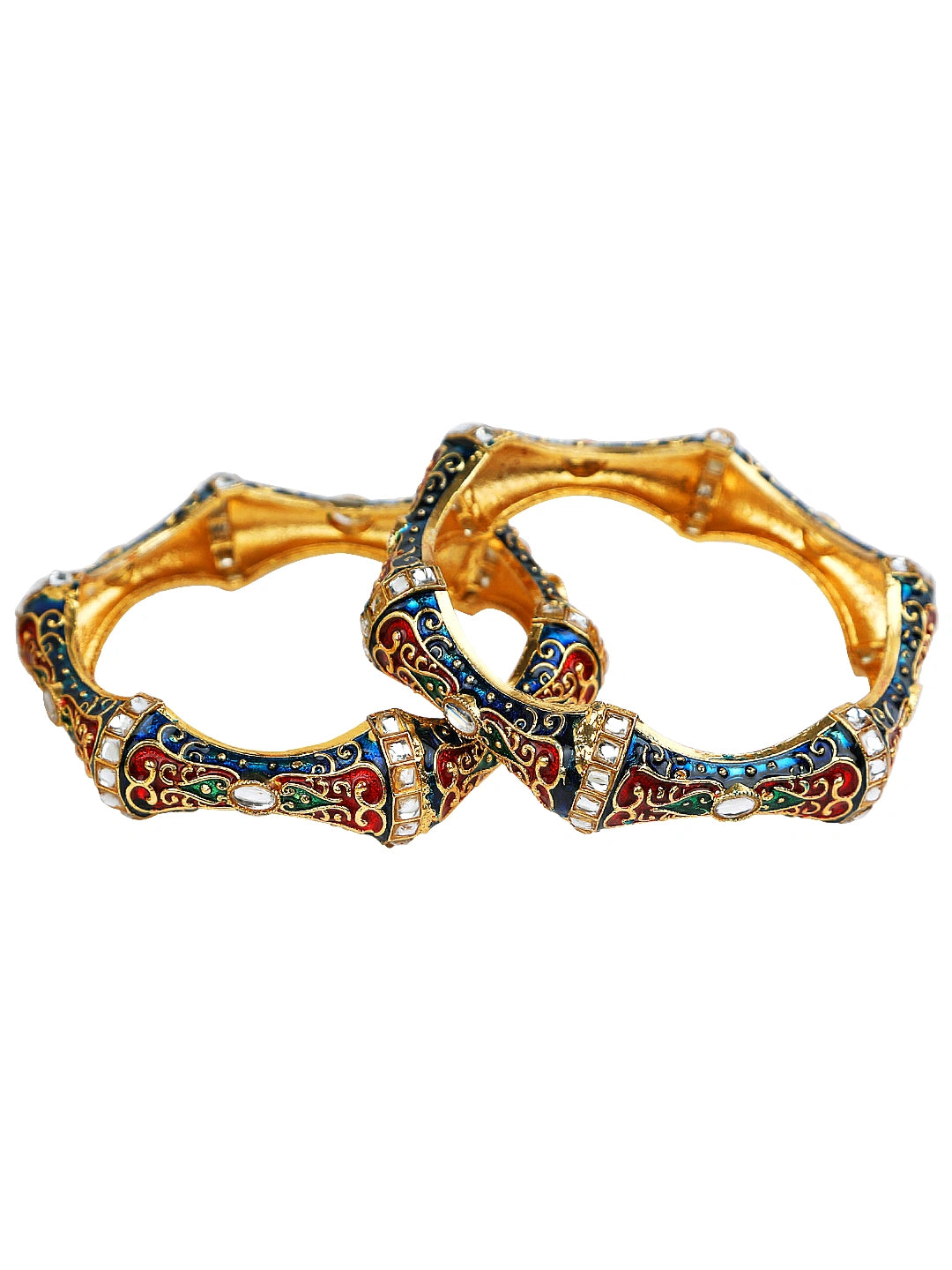 Hexagonal Kundan Meenakari 2pc Bangle