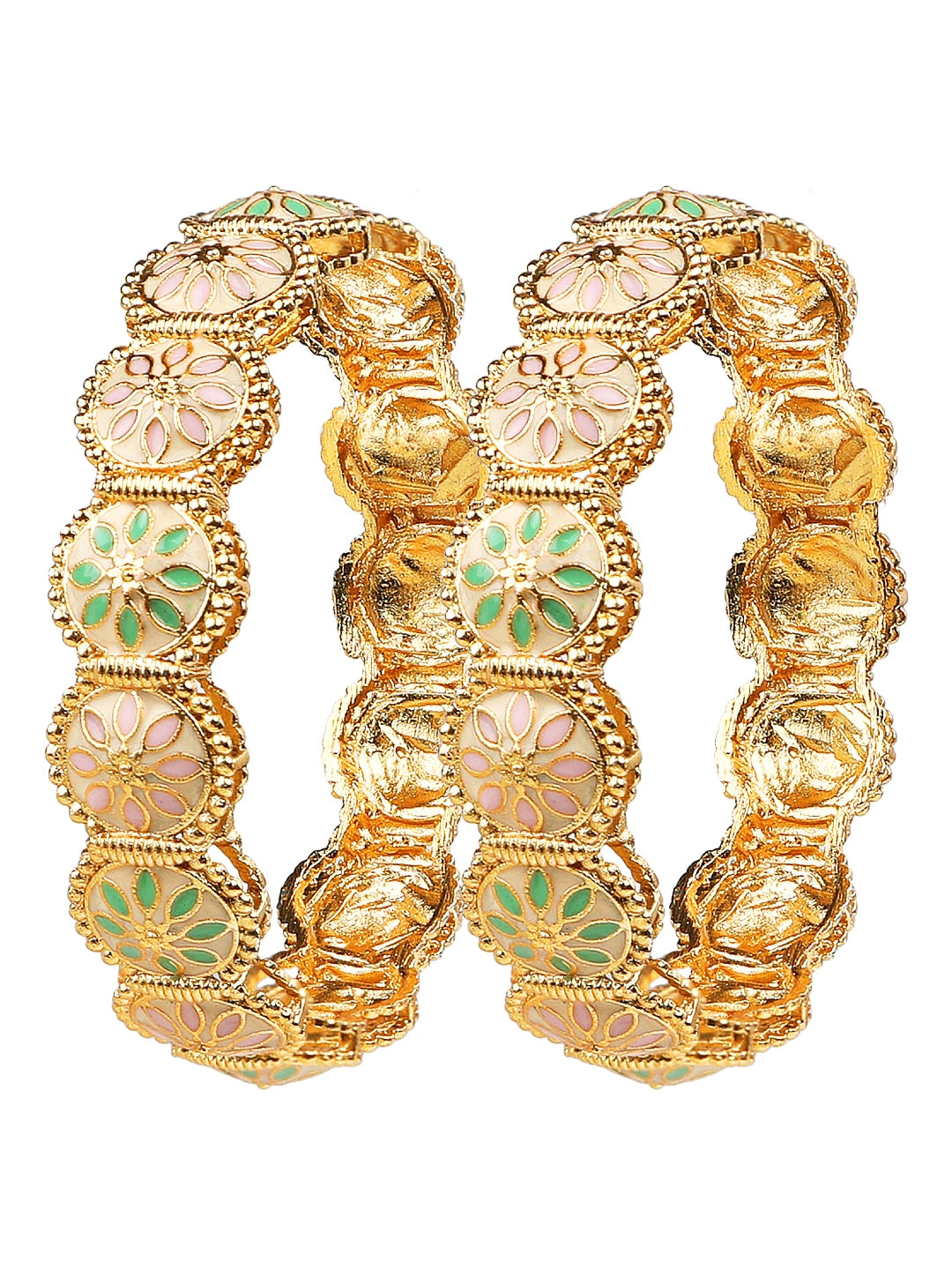 Gold Plated Meenakari Pastel 2Pc Bangle