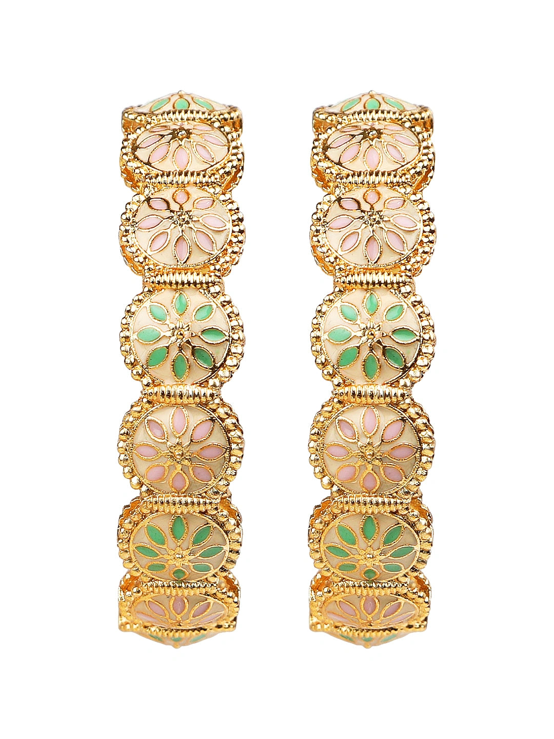 Gold Plated Meenakari Pastel 2Pc Bangle