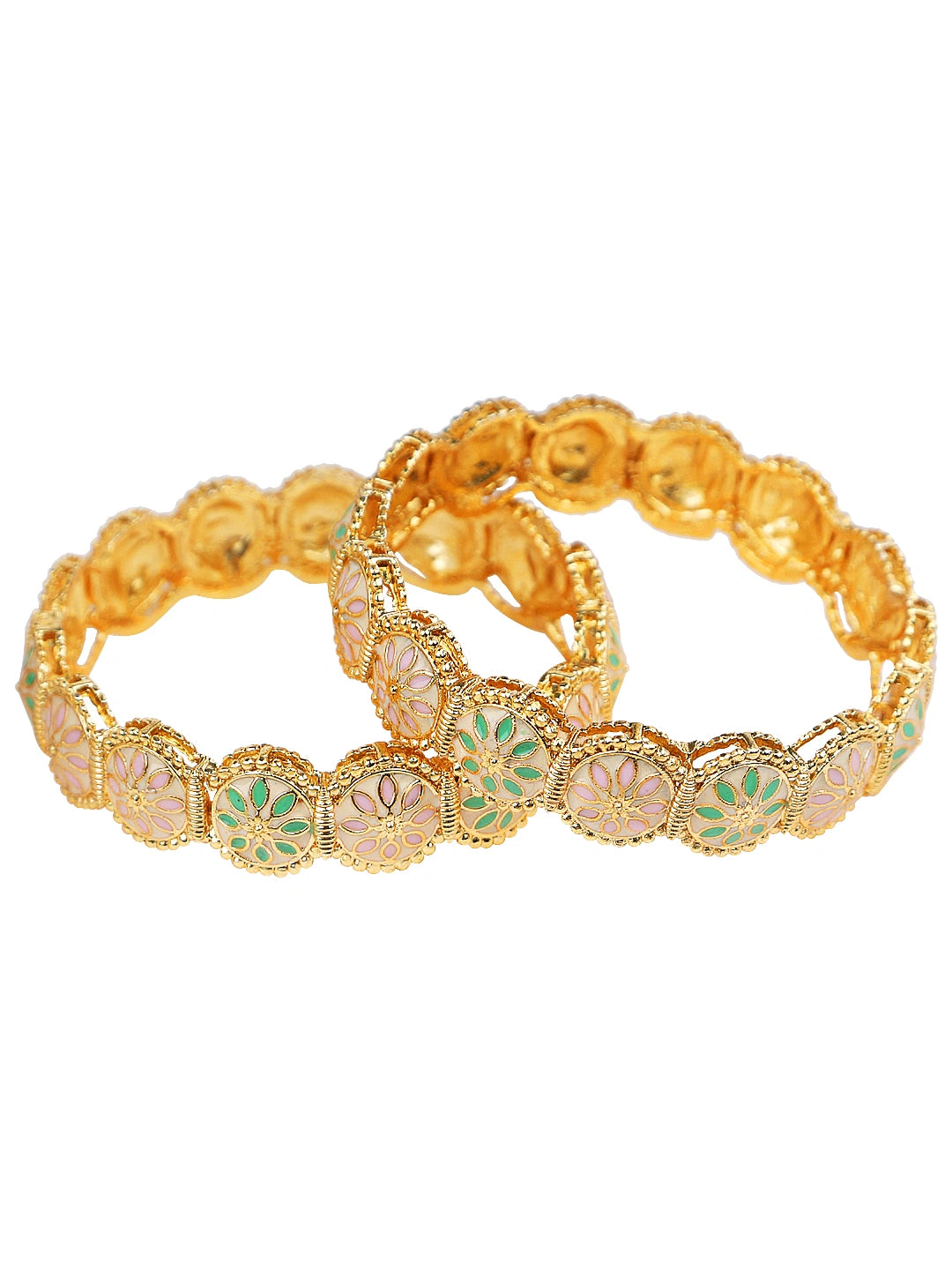 Gold Plated Meenakari Pastel 2Pc Bangle