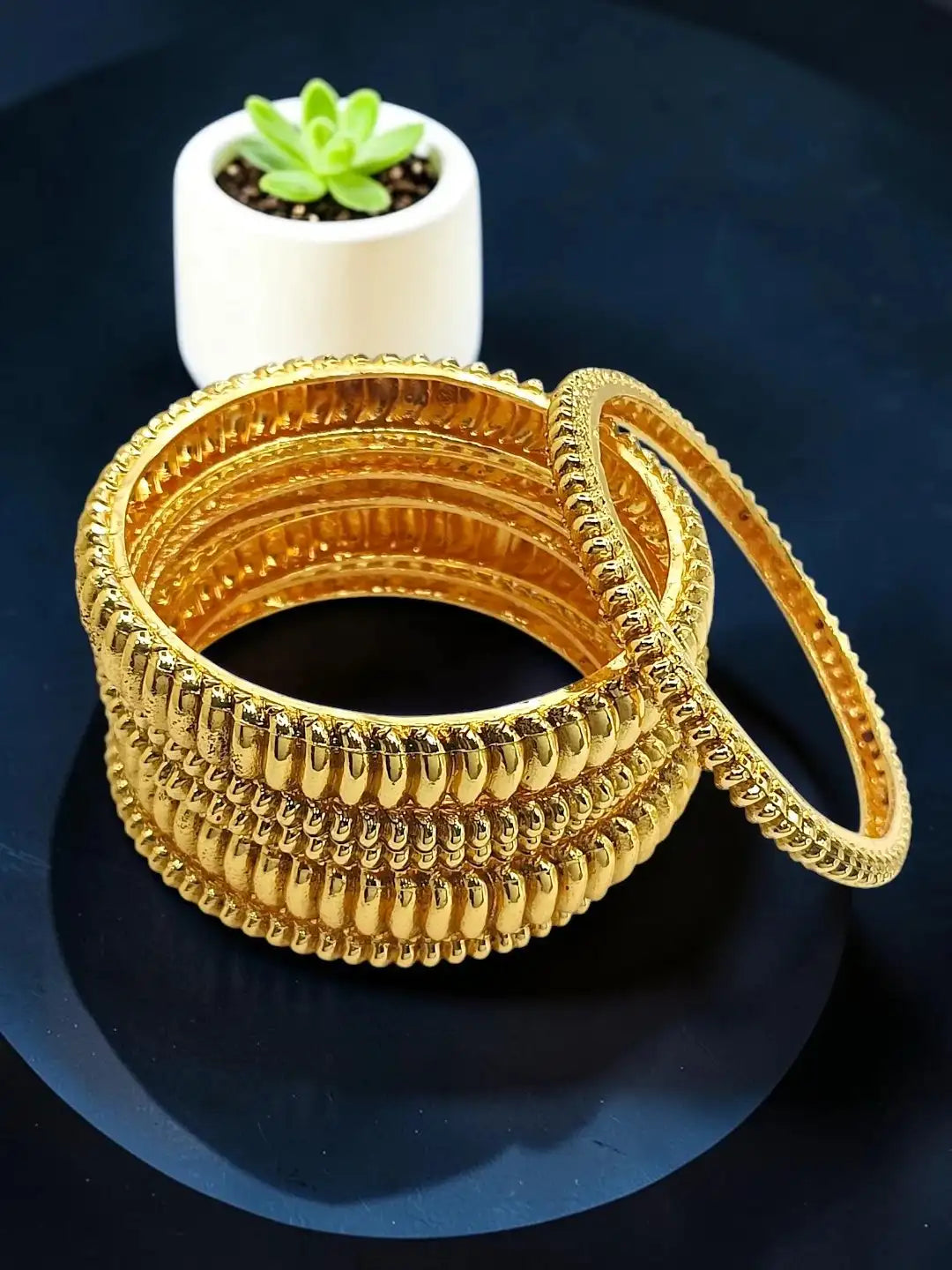 Set Of 6 Gold Plated Shindeshahi Tode Style Bangle set