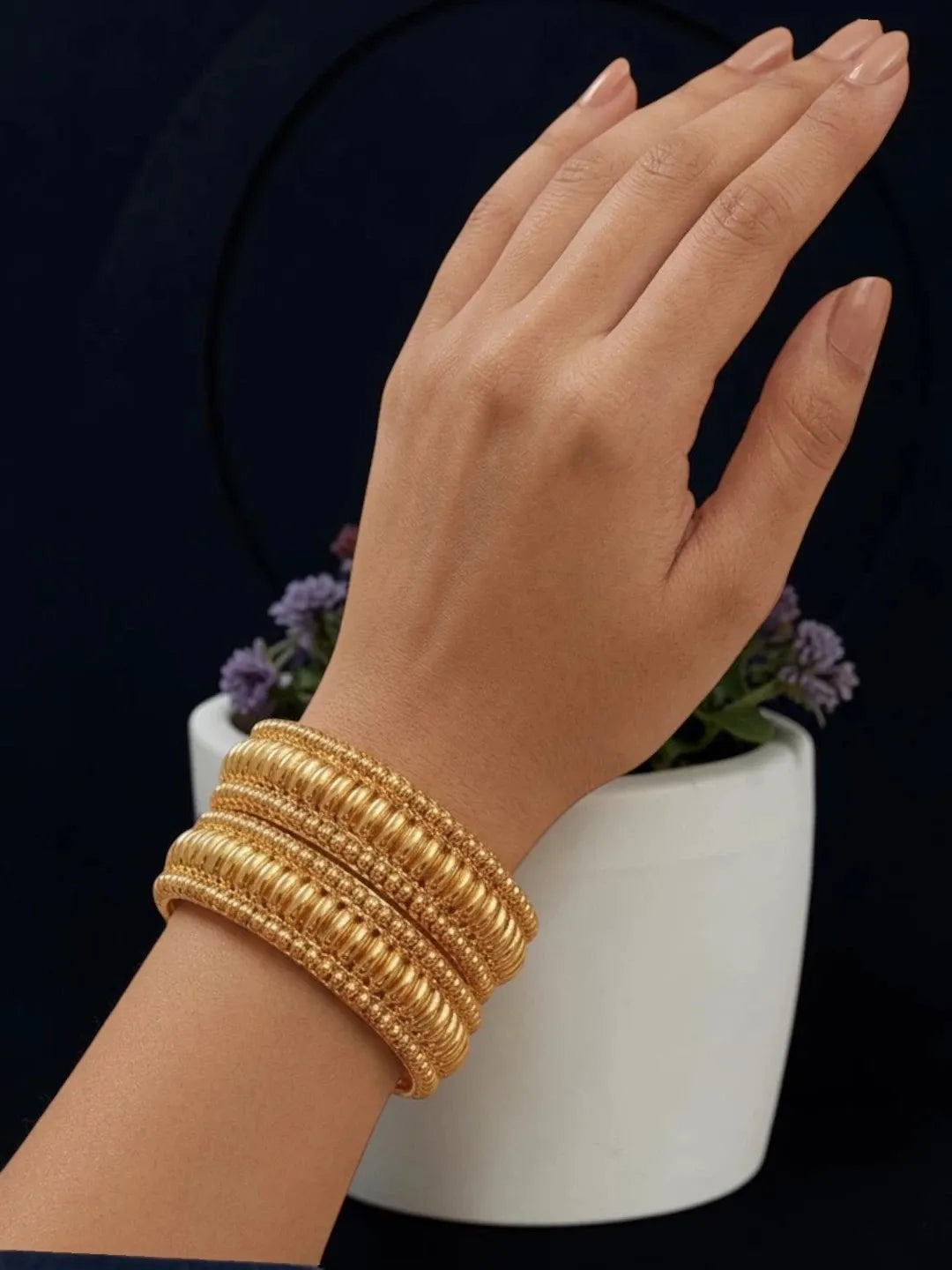 Set Of 6 Gold Plated Shindeshahi Tode Style Bangle set