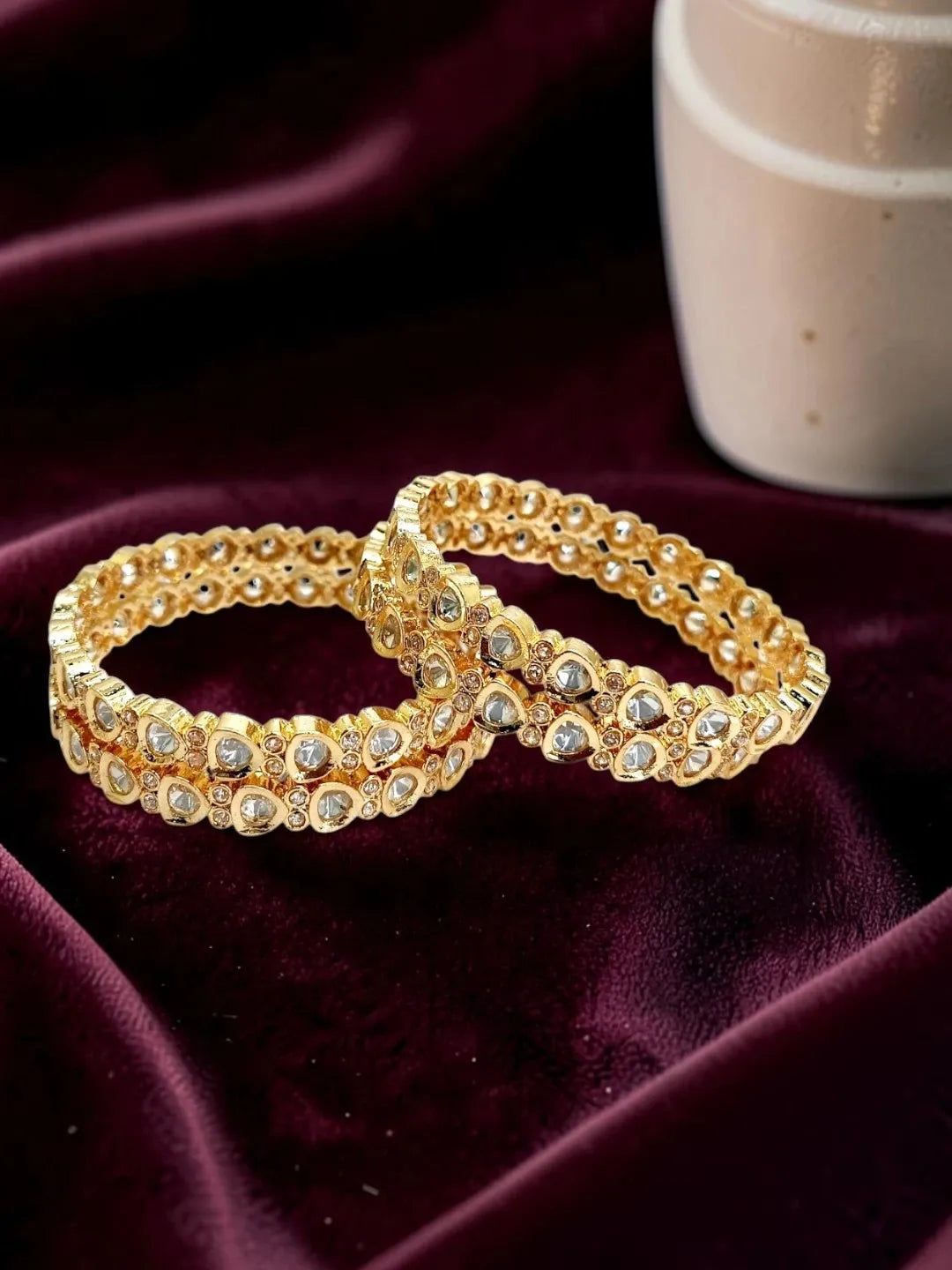 Set Of 4 Gold Plated Moissanite Bangles