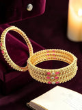 Gold Plated Set Of 4 Kundan Ball Design Bangles
