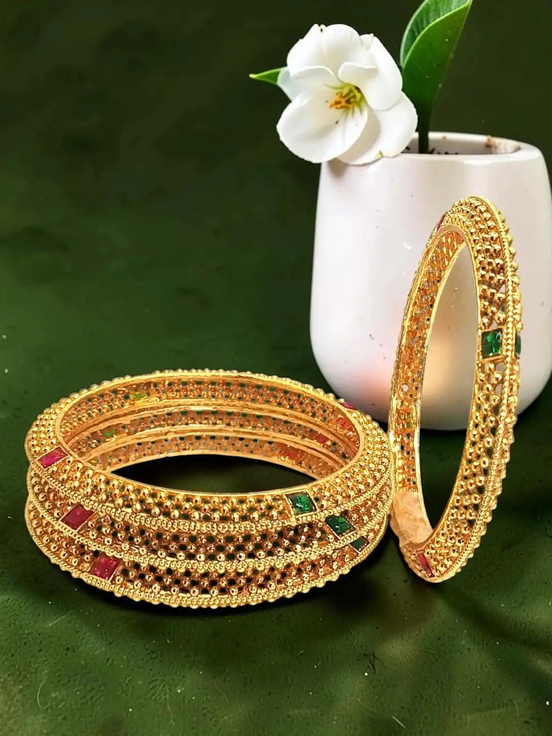 Set Of 4 Gold Plated Thushi Style Bangles
