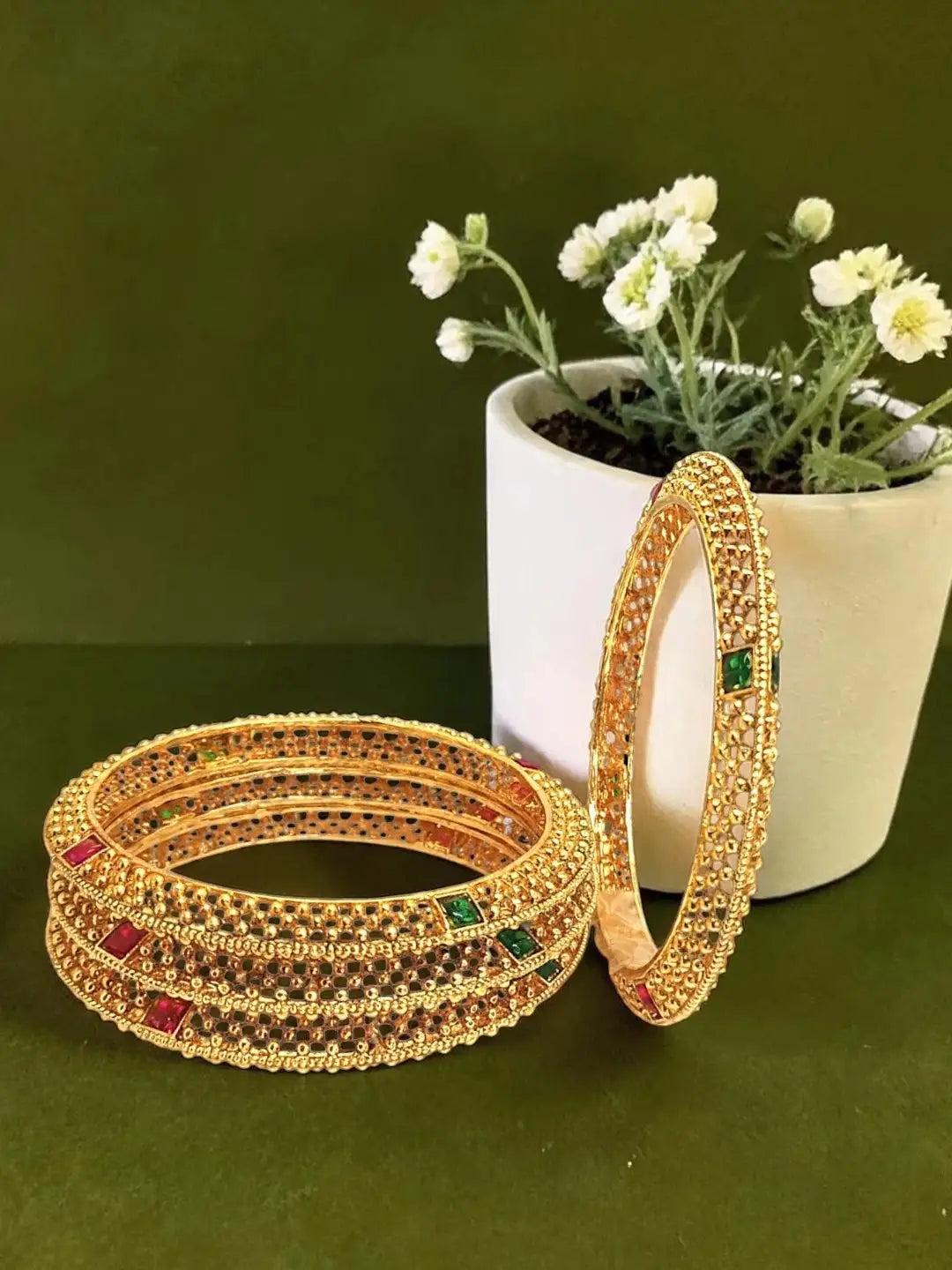 Set Of 4 Gold Plated Thushi Style Bangles