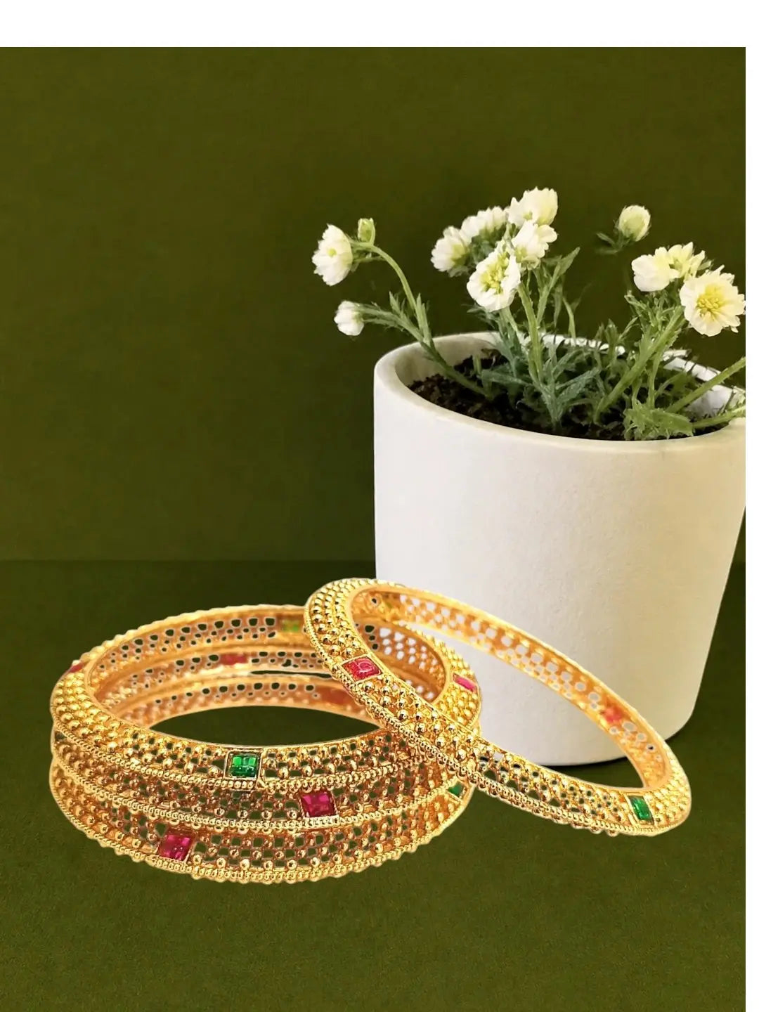 Set Of 4 Gold Plated Thushi Style Bangles