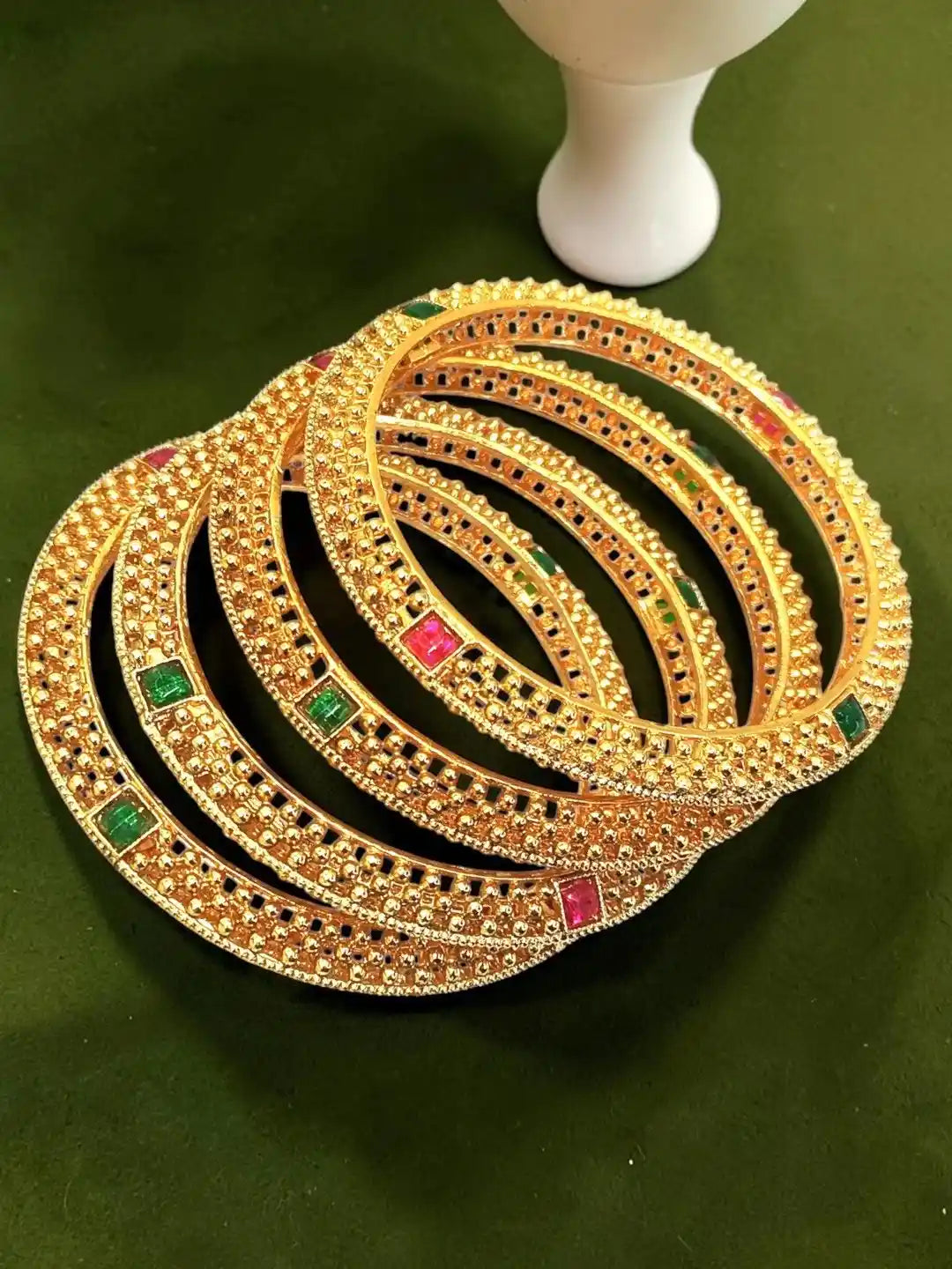 Set Of 4 Gold Plated Thushi Style Bangles