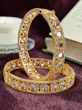 Set Of 2 Gold Plated Geometric Moissanite Screw Bangles