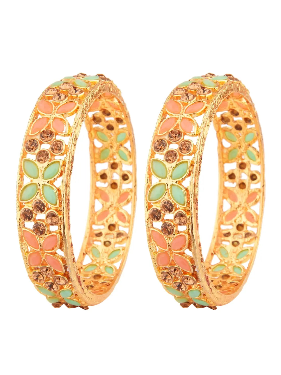 CZ-Studded Gold Plated Bangles in Kite Design