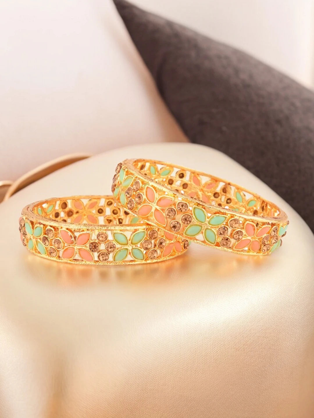 CZ-Studded Gold Plated Bangles in Kite Design