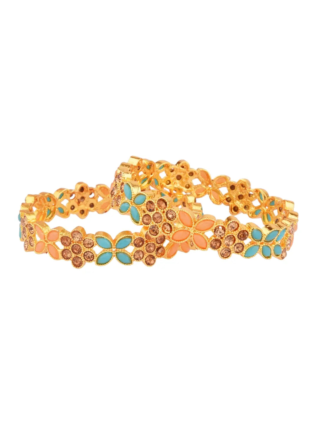 CZ-Studded Gold Plated Bangles