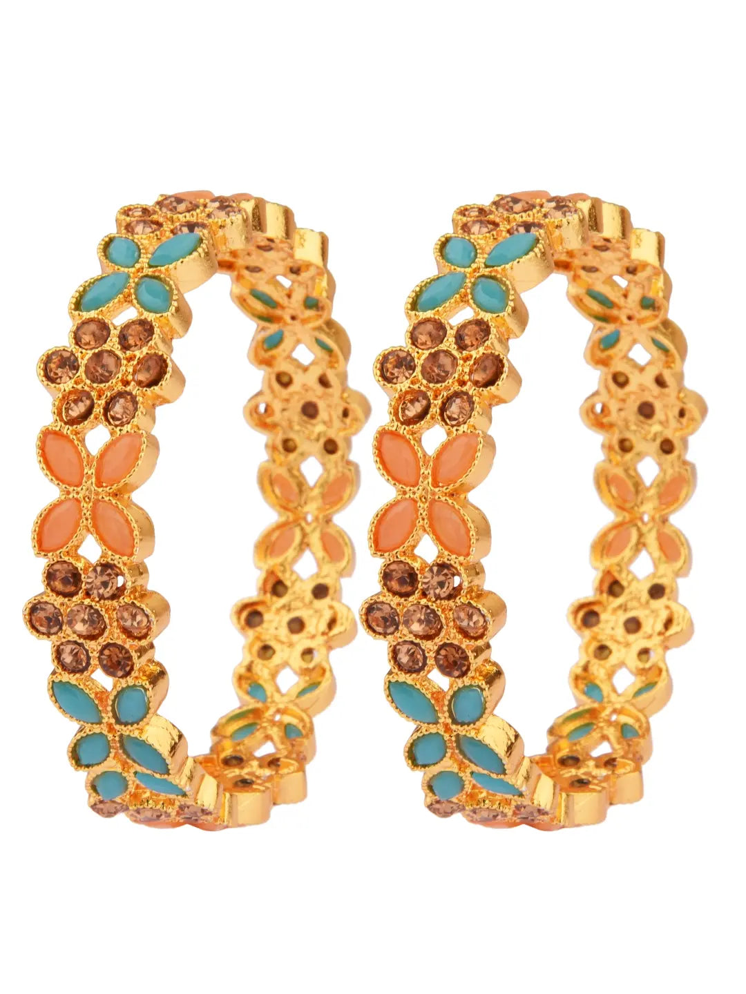 CZ-Studded Gold Plated Bangles
