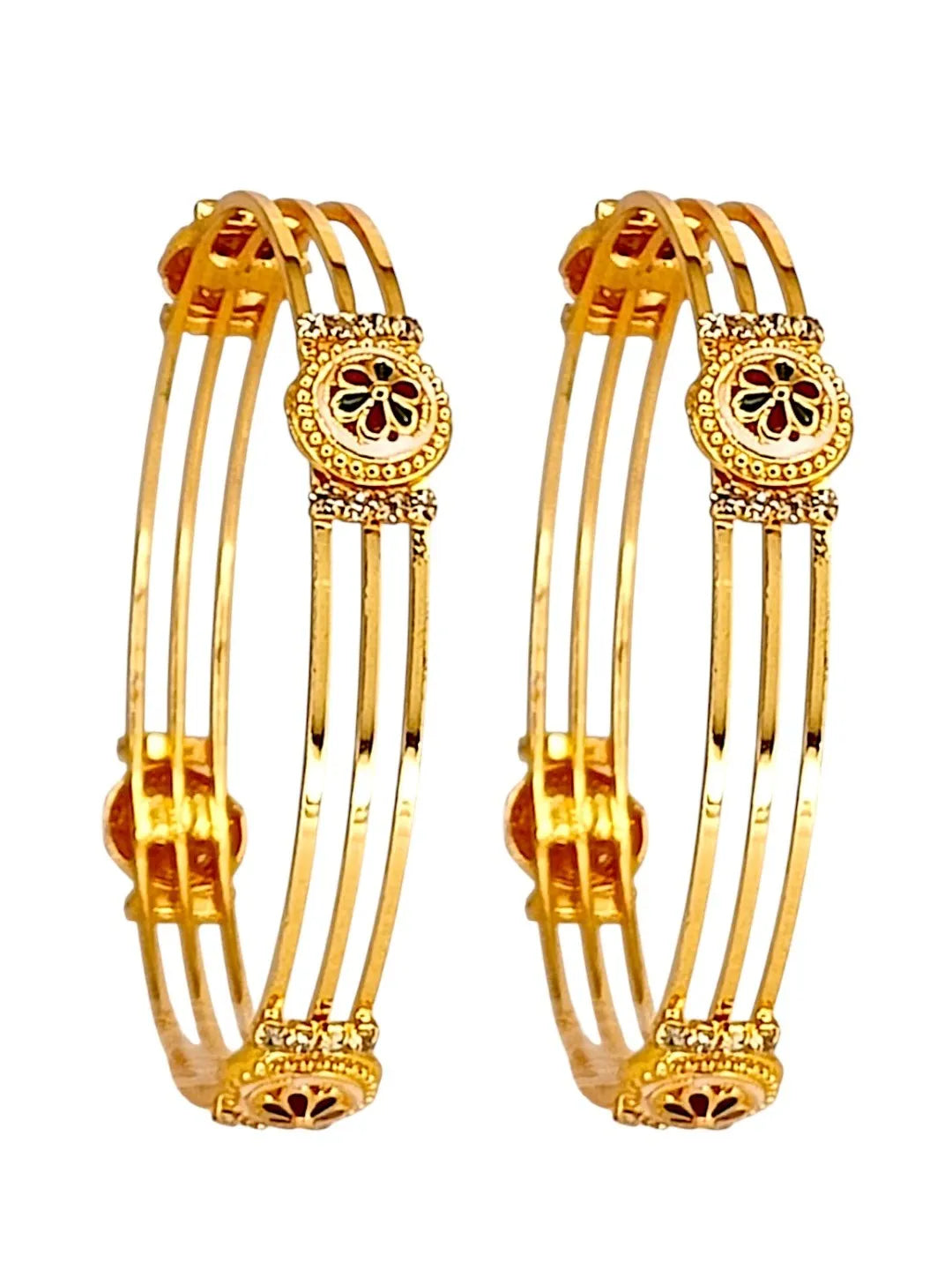 Set Of 2 Gold Plated 3 teired Bangle