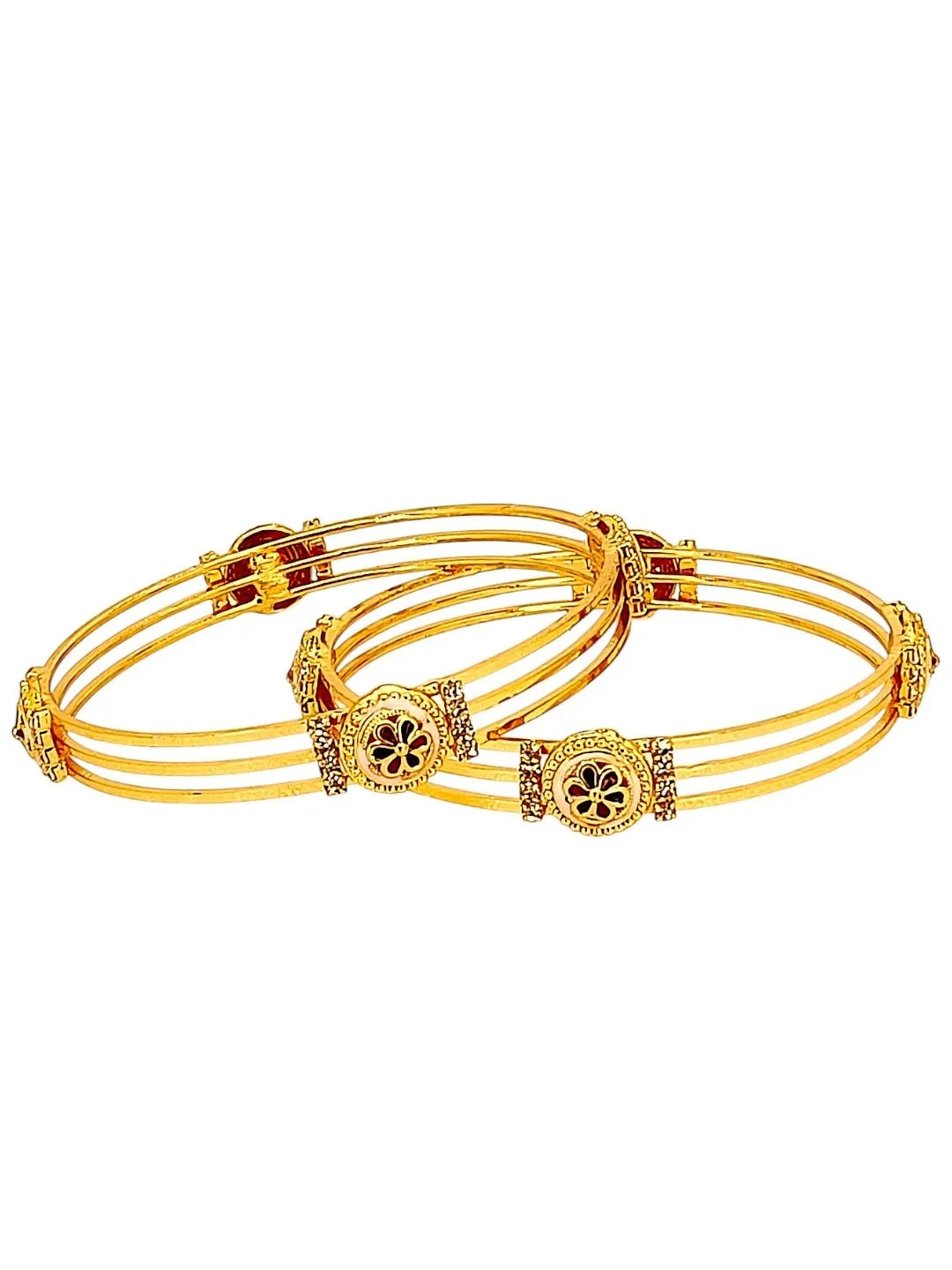 Set Of 2 Gold Plated 3 teired Bangle