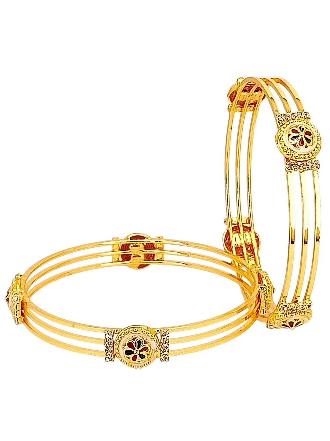 Set Of 2 Gold Plated 3 teired Bangle