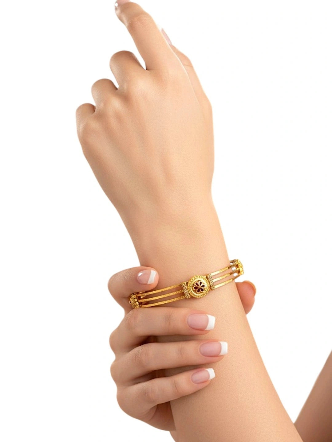 Set Of 2 Gold Plated 3 teired Bangle