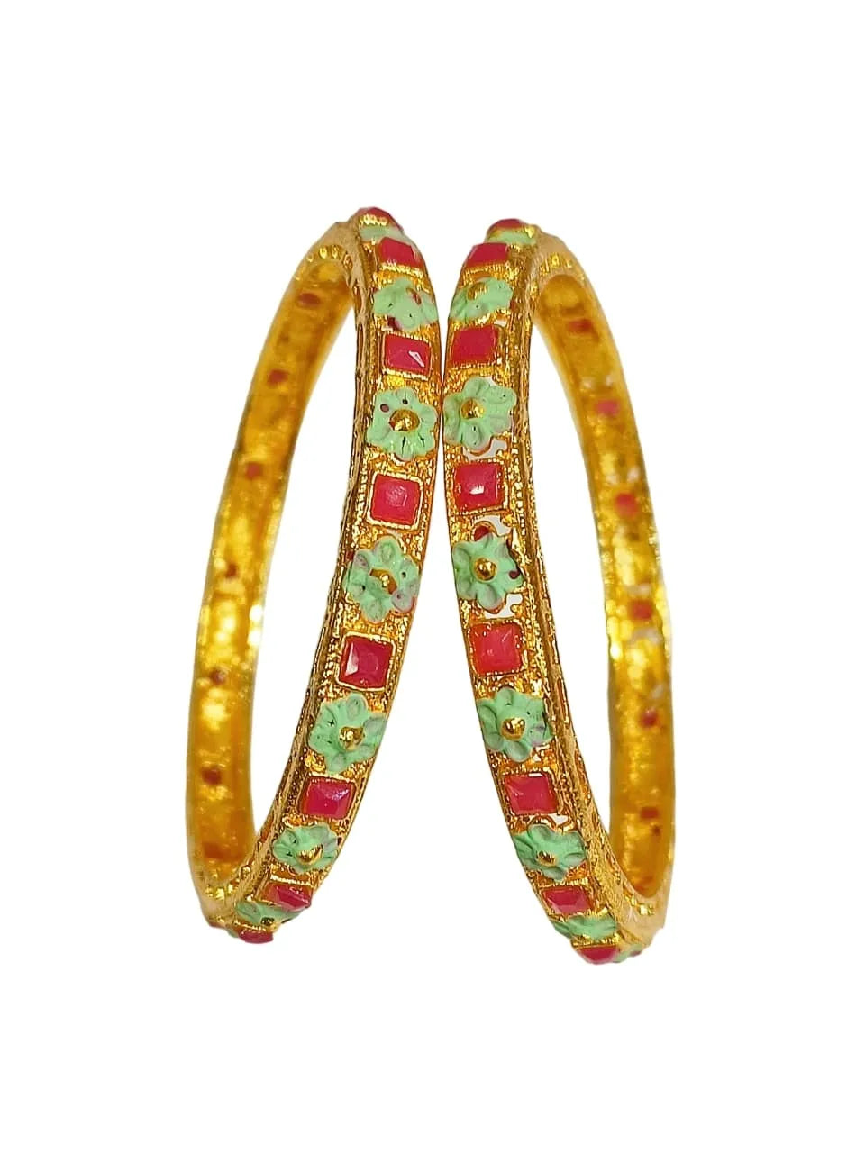 Multi Meenakari Gold Plated 4 PC Kada Bangles