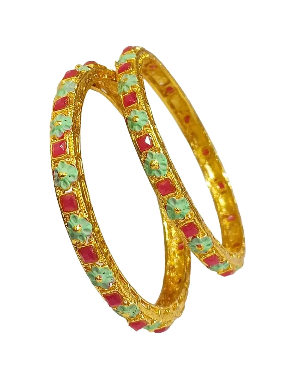 Multi Meenakari Gold Plated 4 PC Kada Bangles