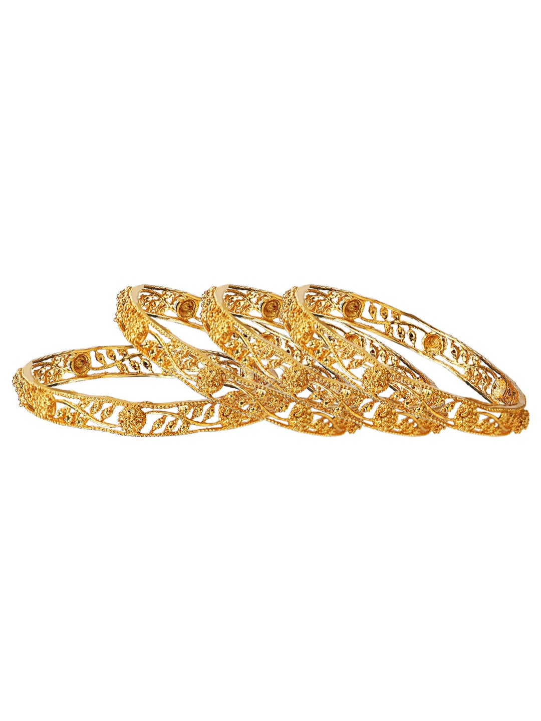 Gold Plated Filigree Leaf Design 4Pc Bangle