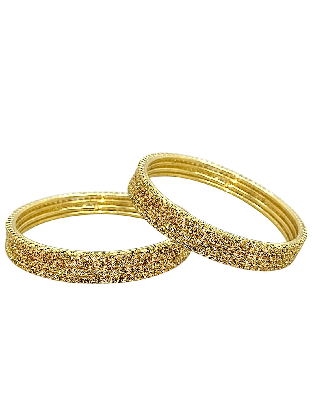 Set Of 8 Gold Plated Cubic Zirconia Studded Bangle Set