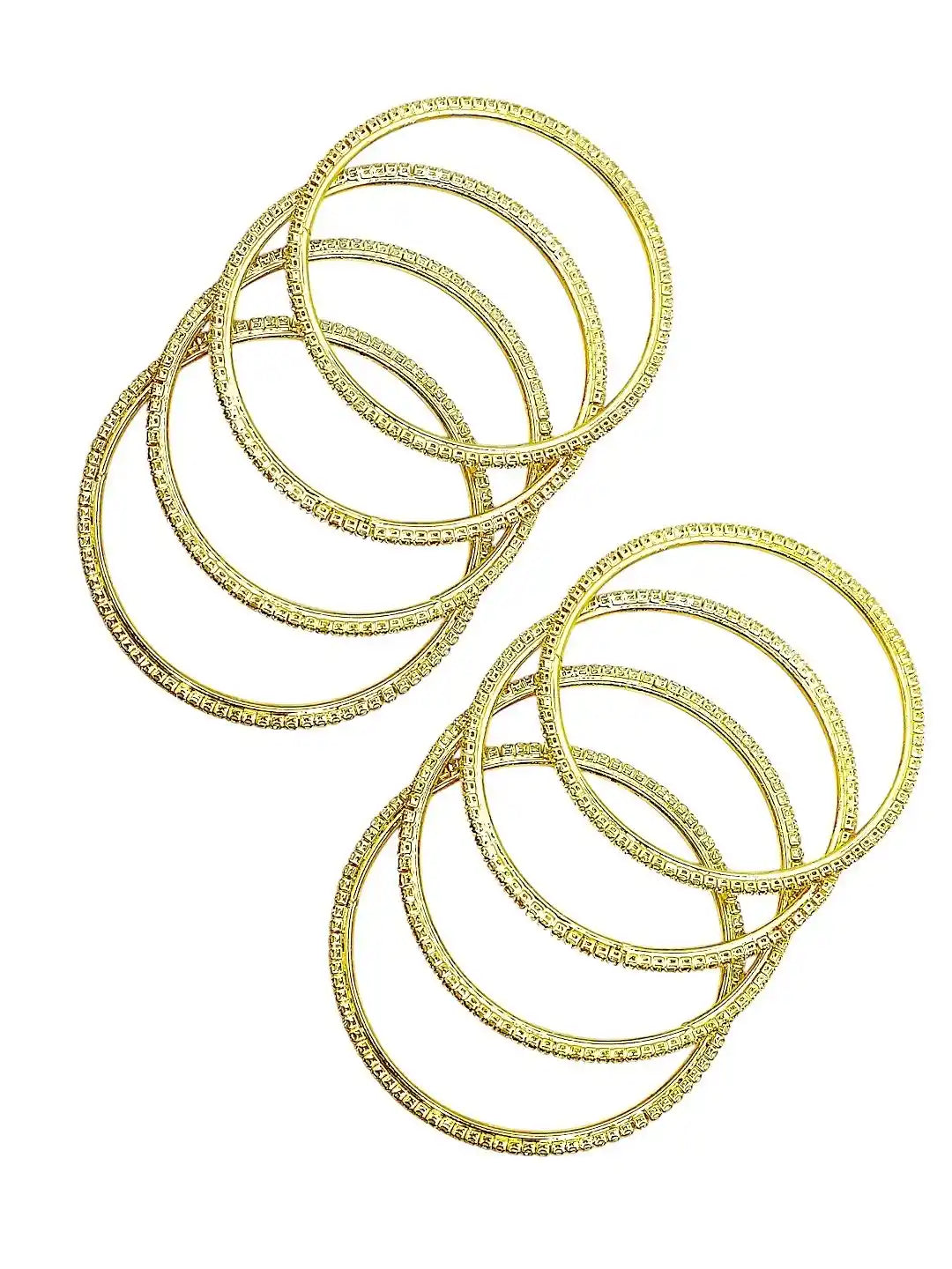 Set Of 8 Gold Plated Cubic Zirconia Studded Bangle Set