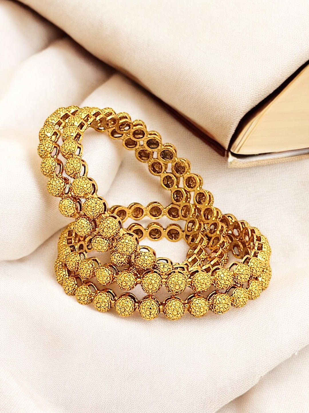Set Of 4 Gold Plated Ball Design Bangles Set