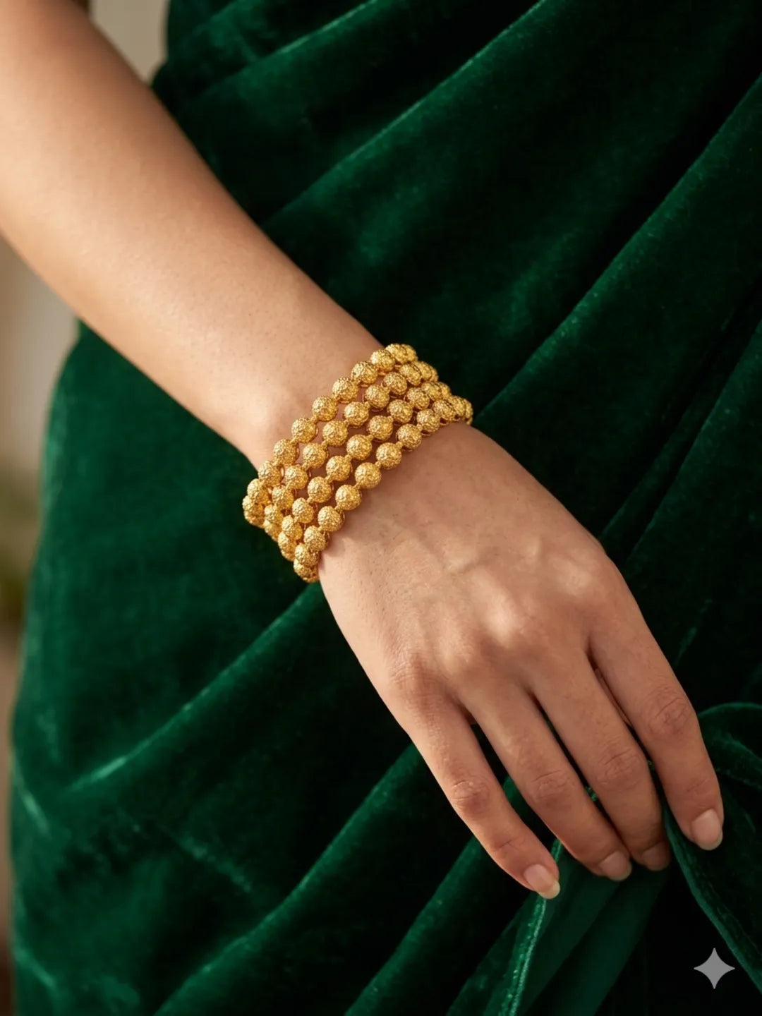 Set Of 4 Gold Plated Ball Design Bangles Set