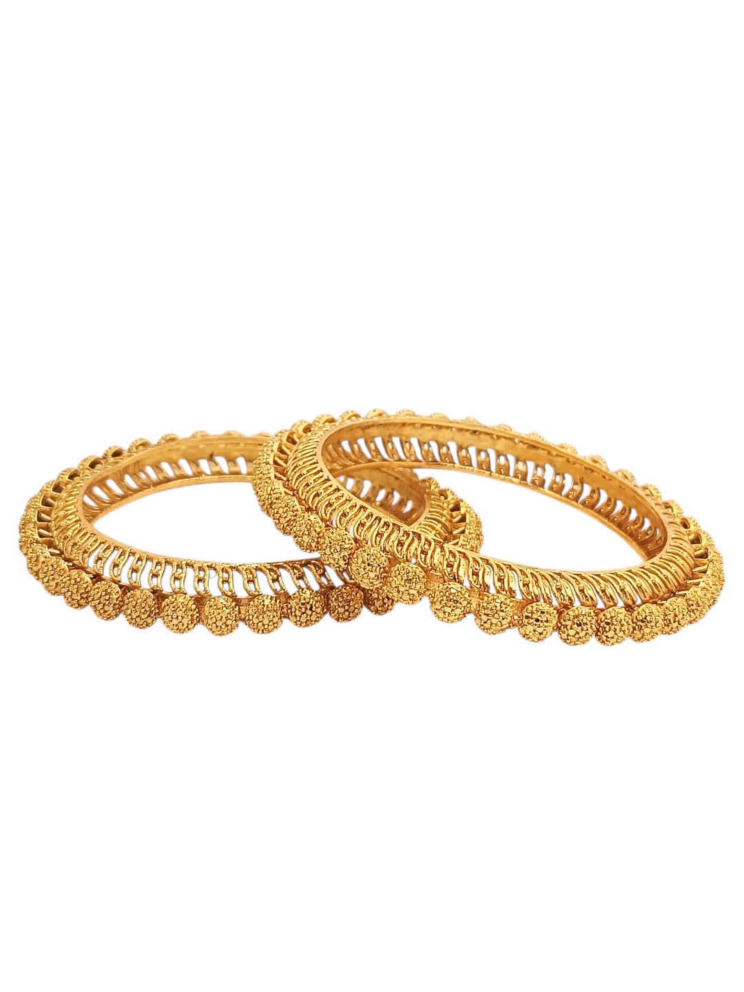 Set Of 2 Gold Plated Filigree Ball Design Kada Bangle Set
