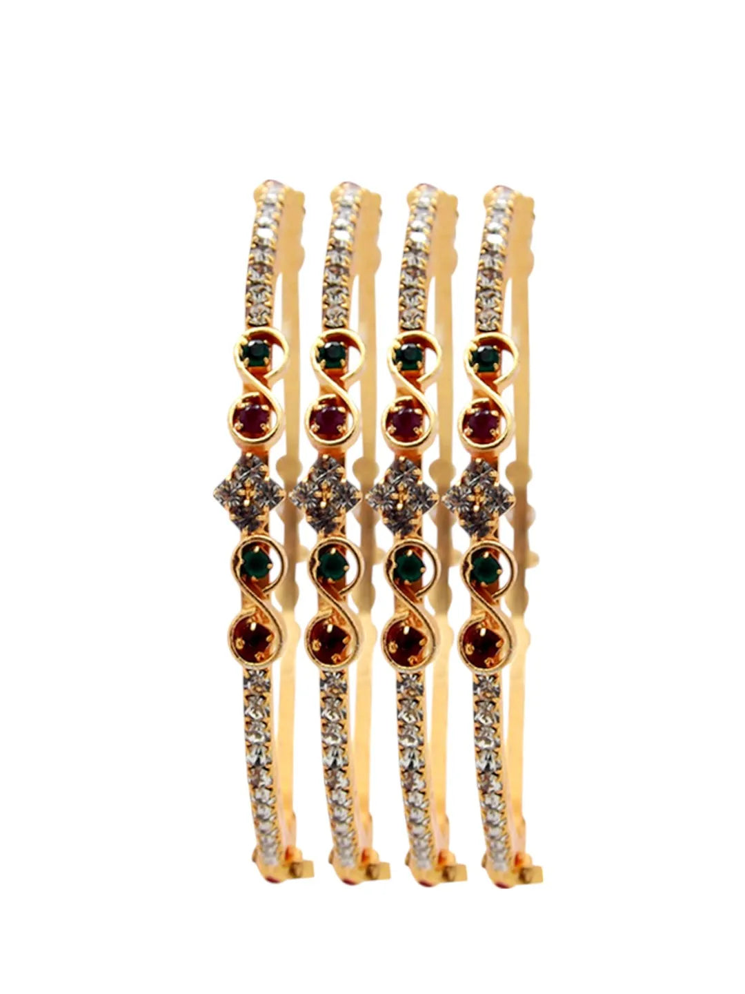 Set Of 4 Gold Plated Cubic Zircon Bangle Set