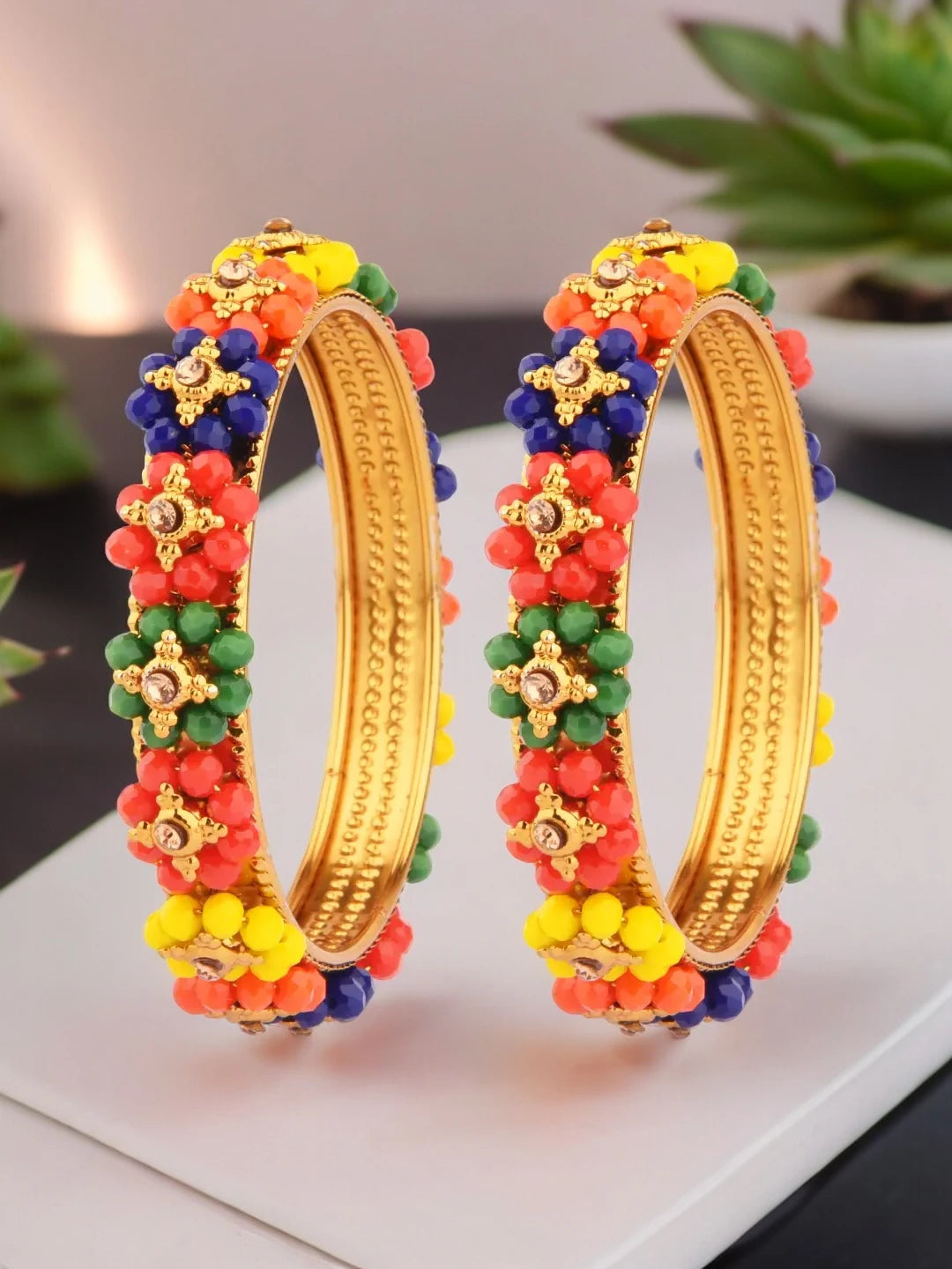 Vibrant Beads Bangle Set