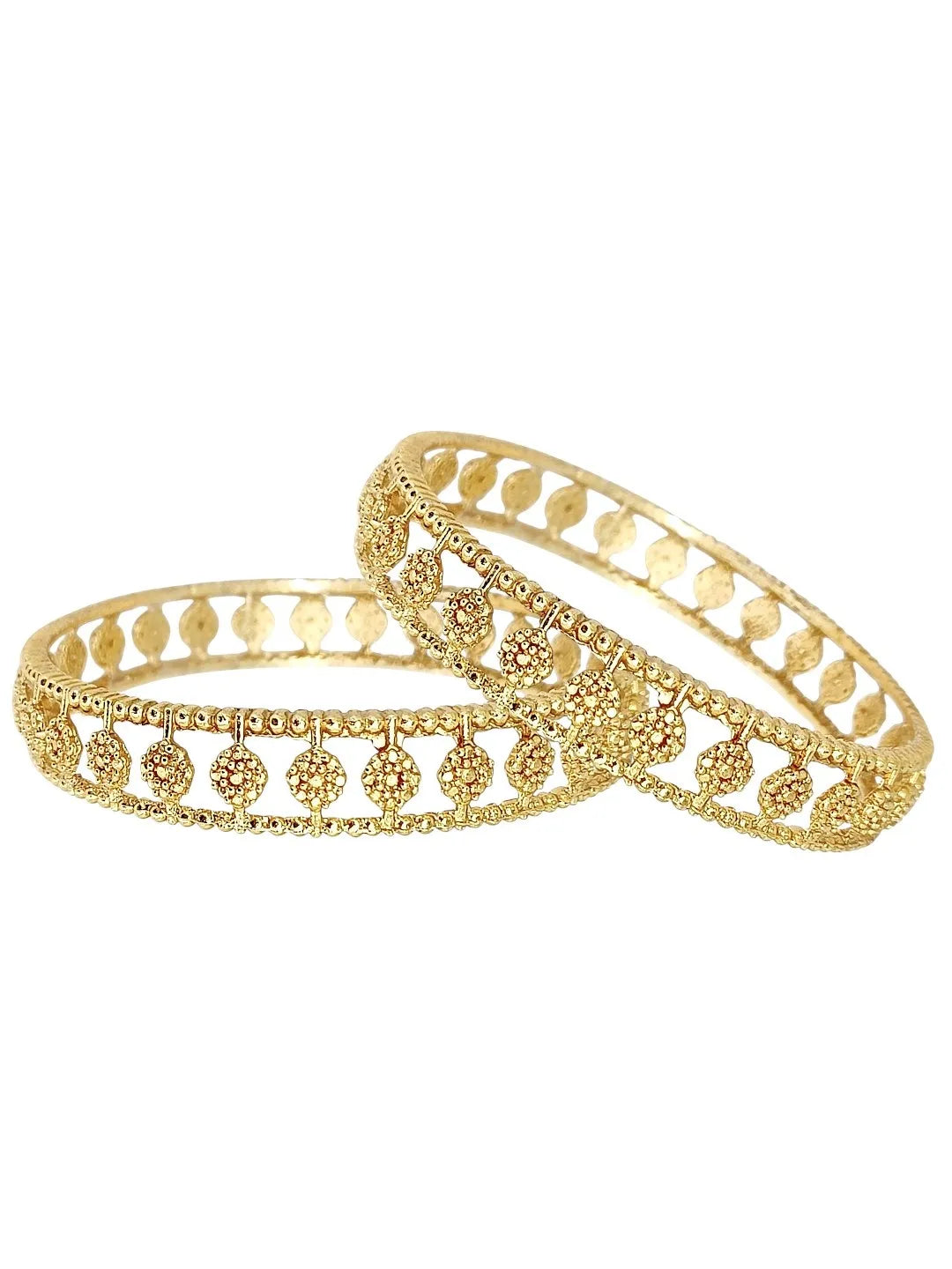 Set Of 2 Gold Plated Crystal Floral Stone Bangle