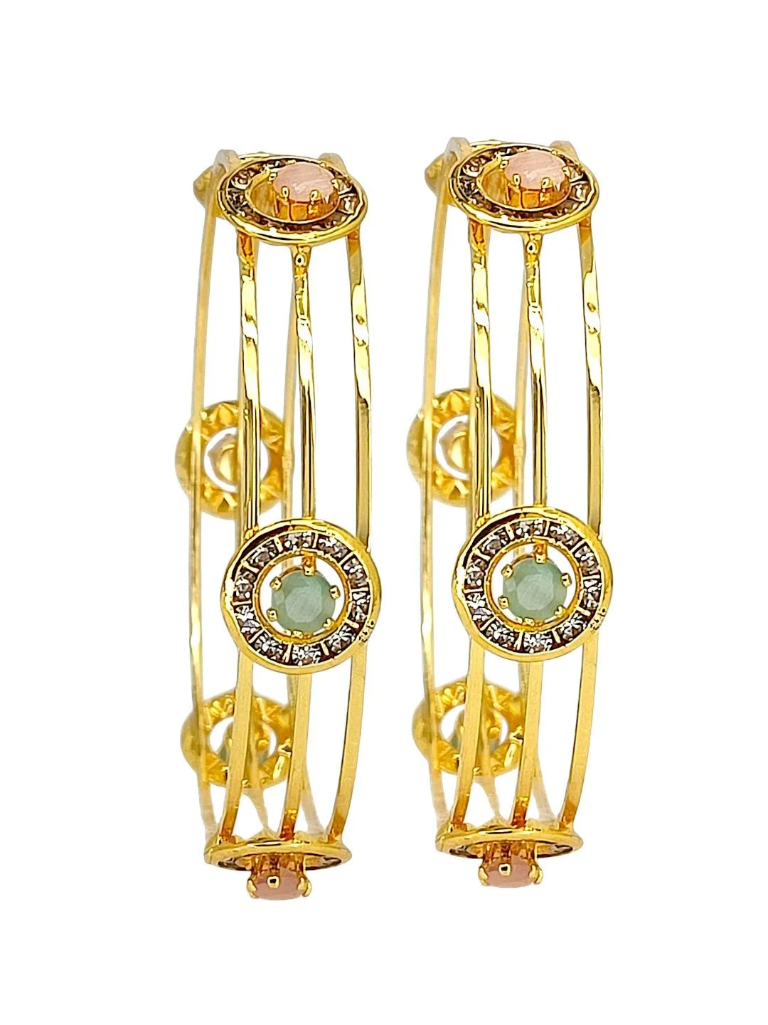 Set Of 2 Gold Plated Cubic Zirconia Stone Studded Bangle