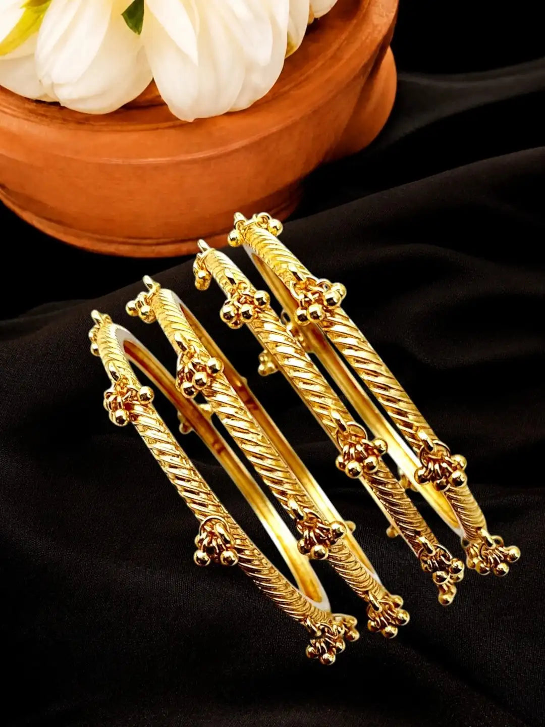 Gold Plated Set Of 4 Kashmiri Ghungroo Bangles