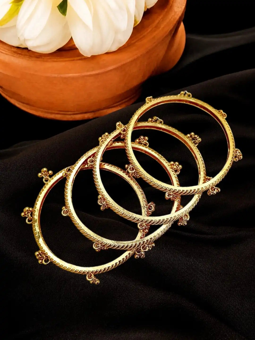Gold Plated Set Of 4 Kashmiri Ghungroo Bangles