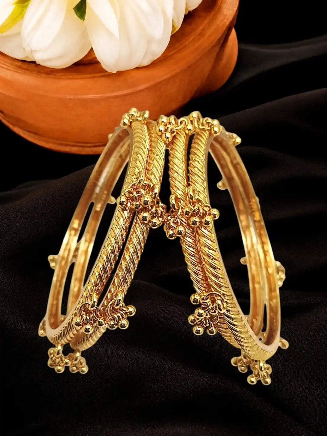 Gold Plated Set Of 4 Kashmiri Ghungroo Bangles