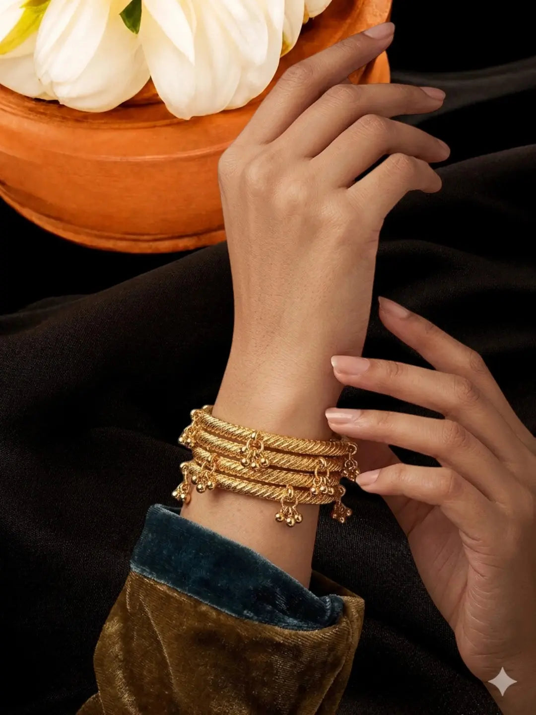 Gold Plated Set Of 4 Kashmiri Ghungroo Bangles