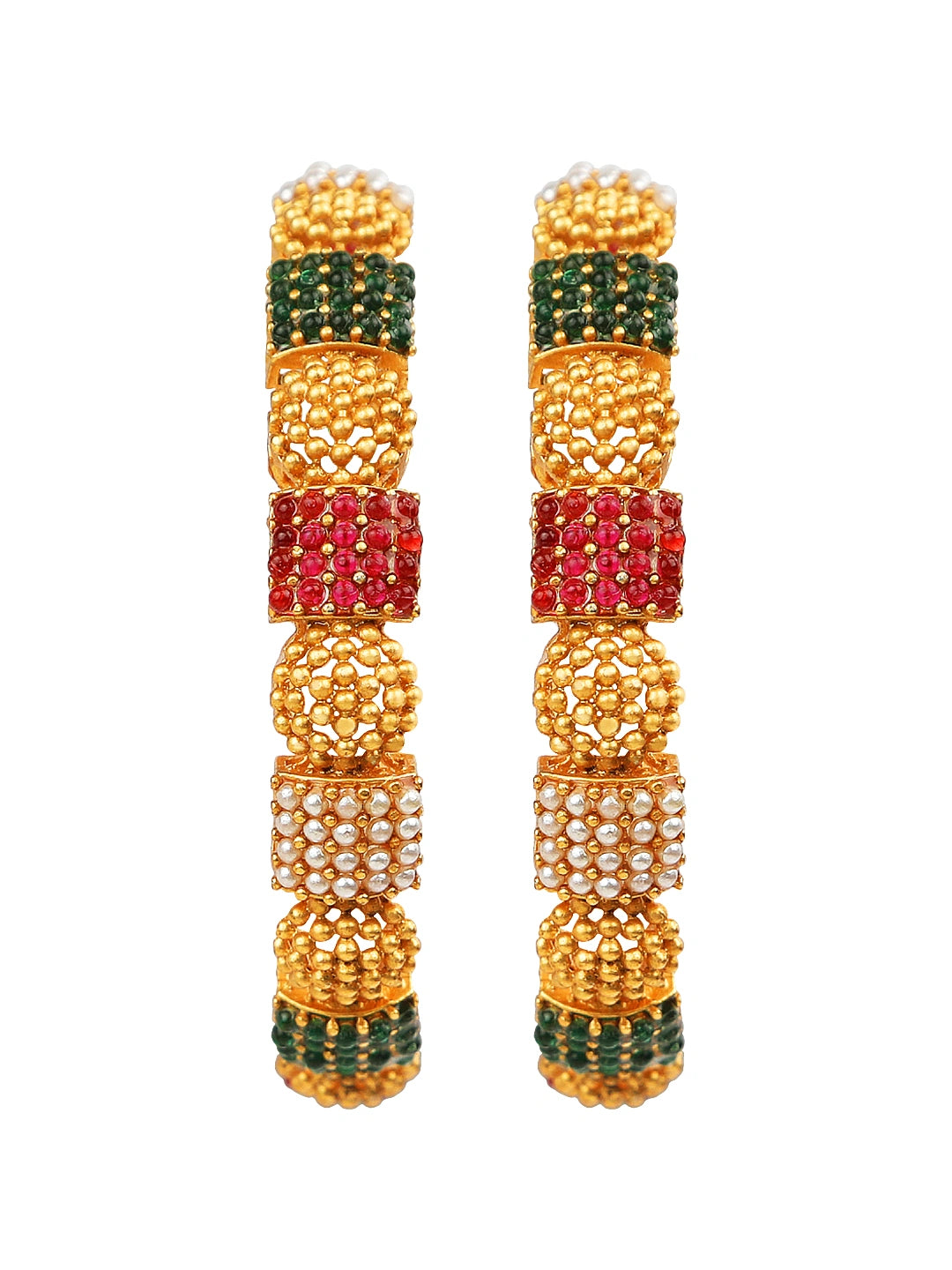 Gold Plated 2Pc Pearl Thushi Style Bangle