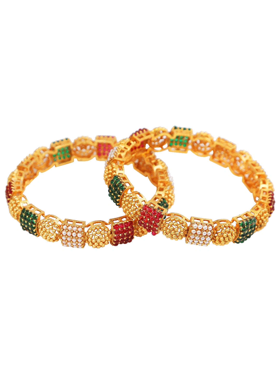 Gold Plated 2Pc Pearl Thushi Style Bangle