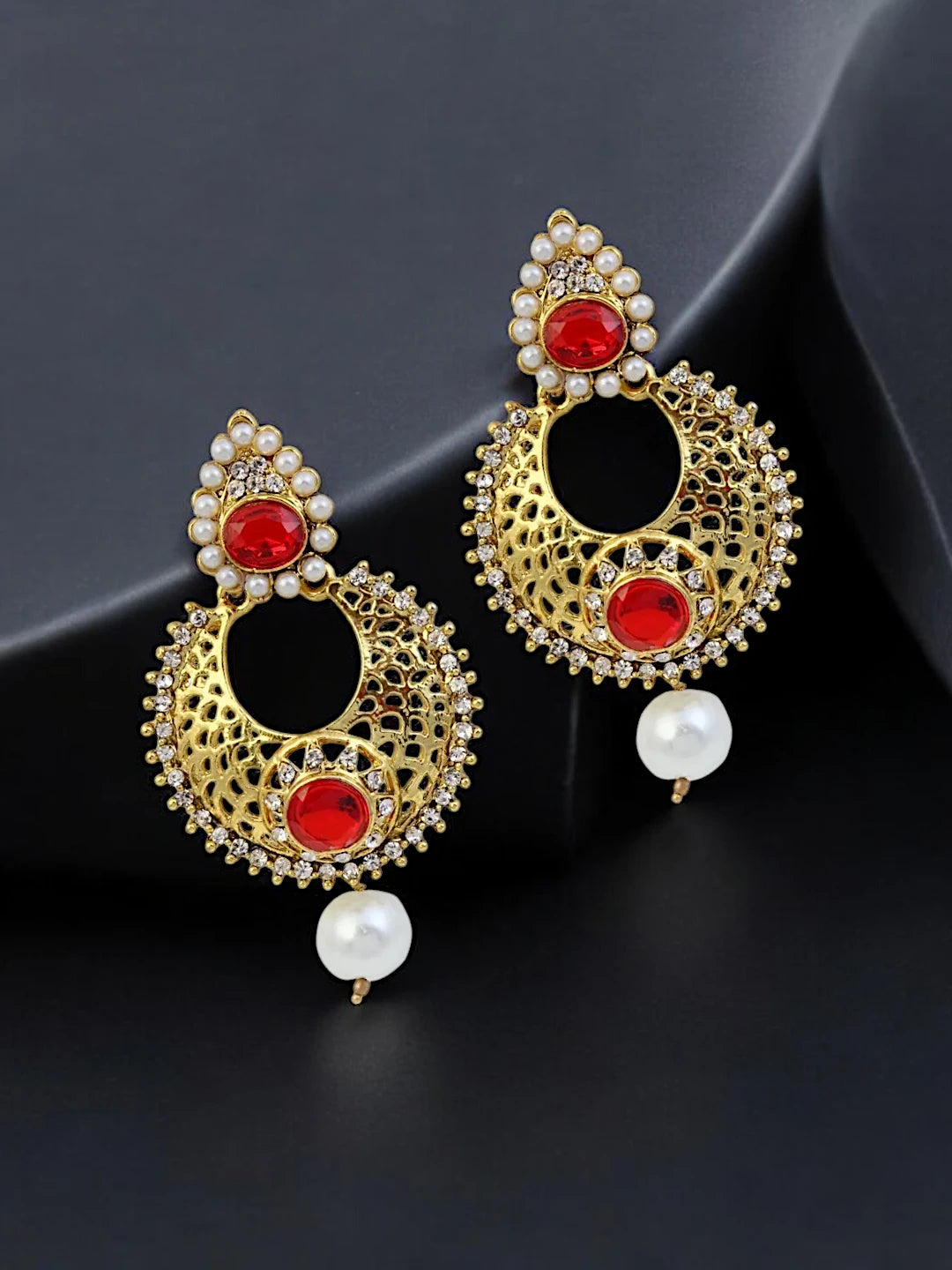 Red Chandbali Earrings
