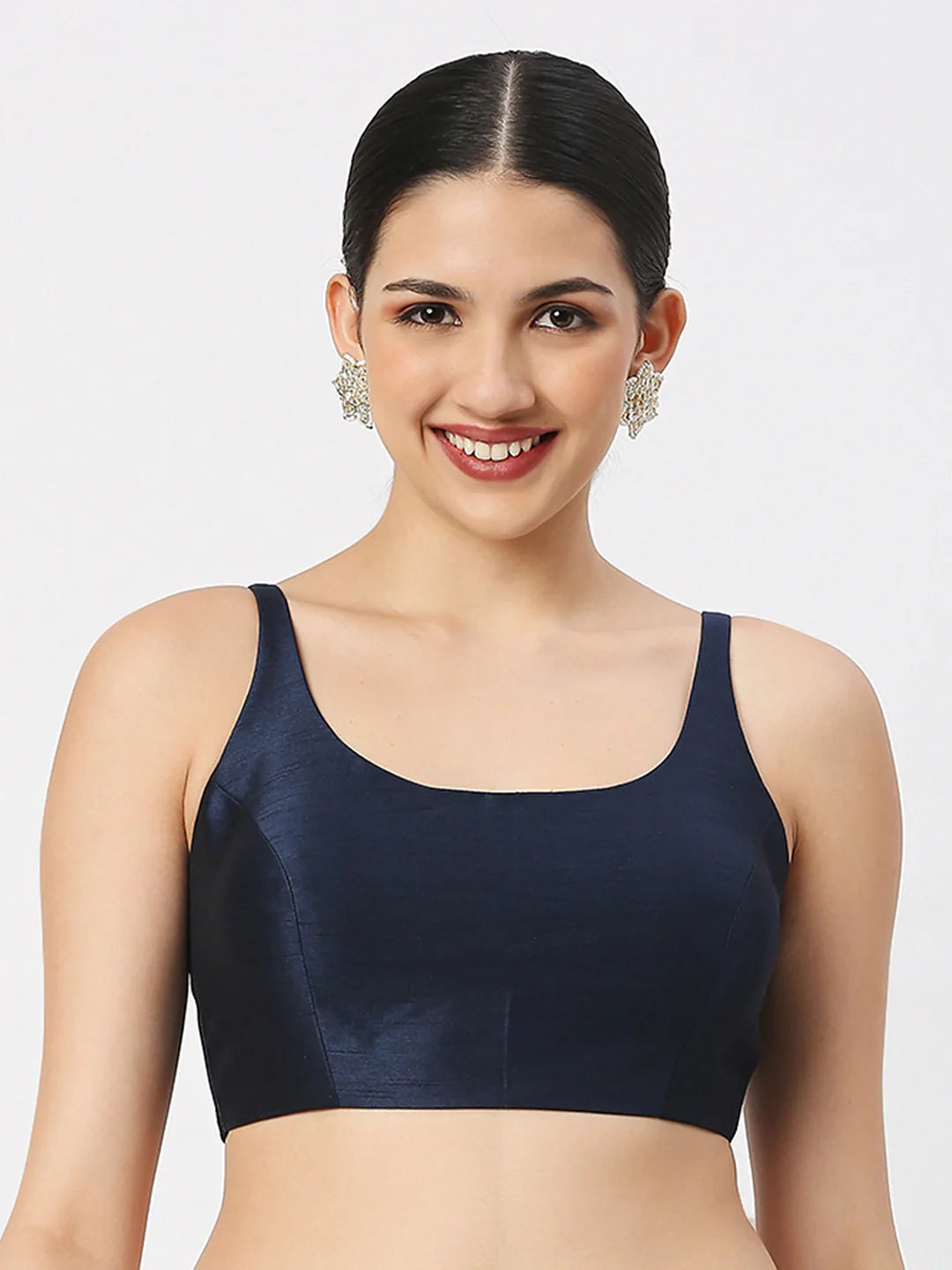 Navy Elegance Silk Blouse