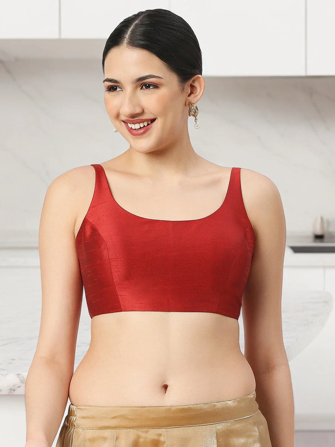 Burgundy Maroon Silk Blouse