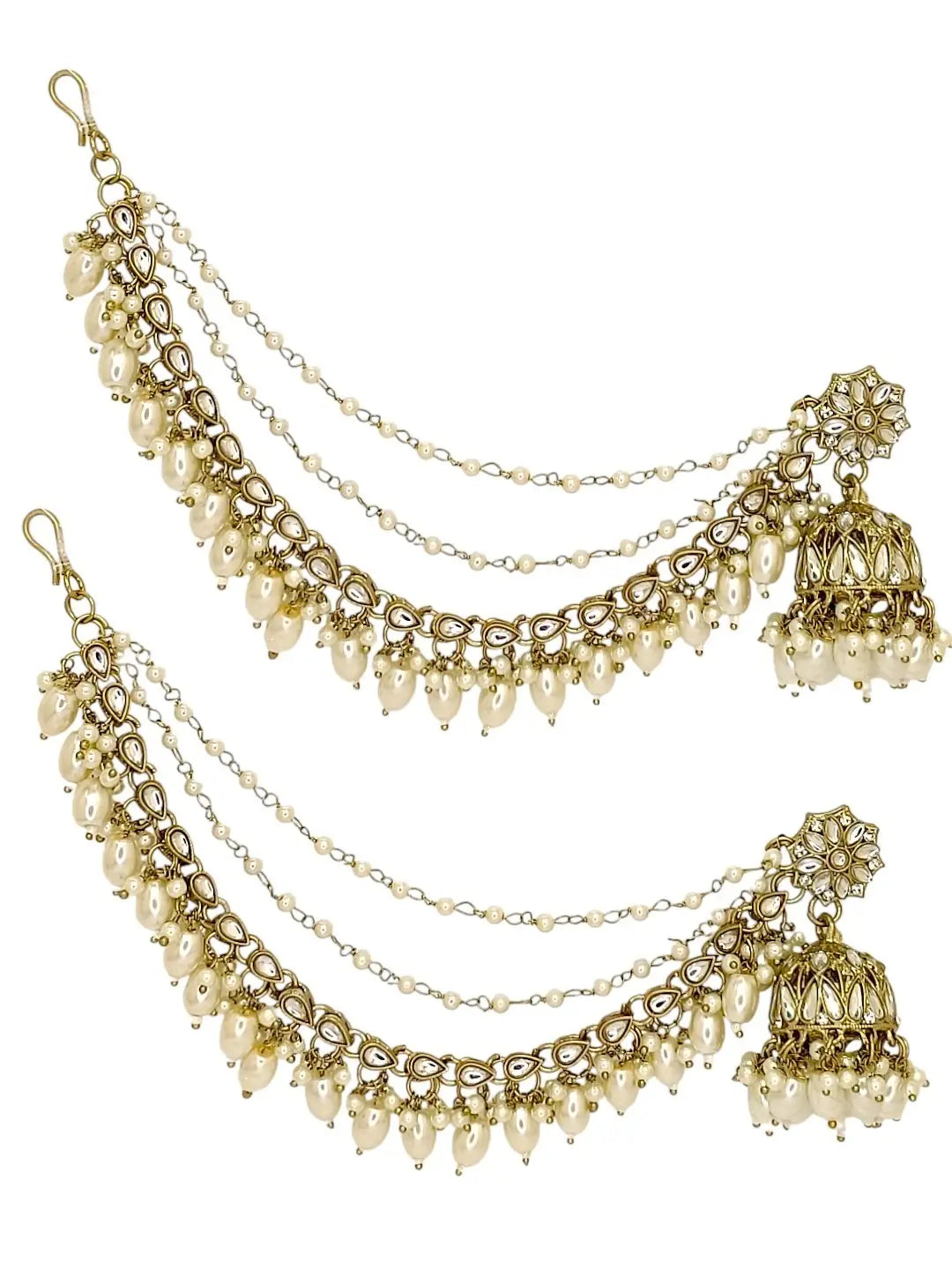 Antique Gold Plated Kundan Bahubali Jhumka Earrings
