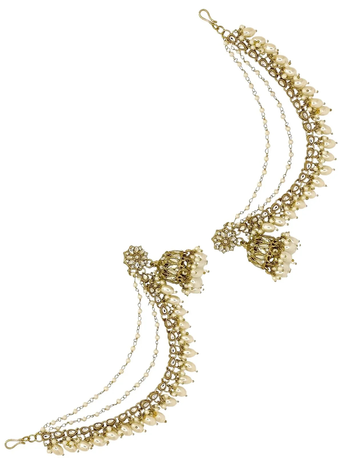 Antique Gold Plated Kundan Bahubali Jhumka Earrings
