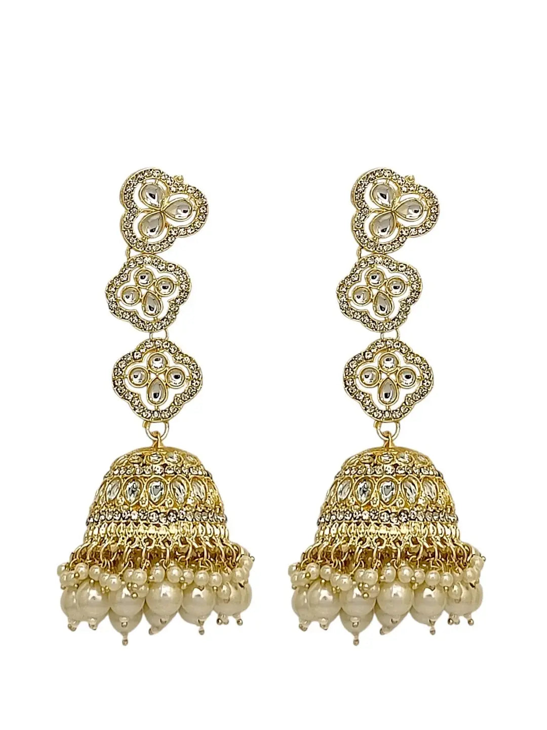 Gold Plated Kundan Sahara Long Jhumka Earring Set
