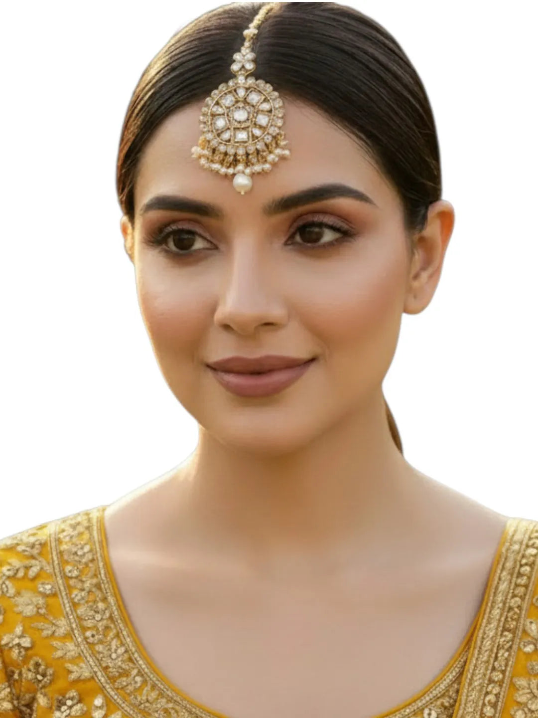 Antique Gold Plated Bahubali Mirrors Jhumka Earring Set
