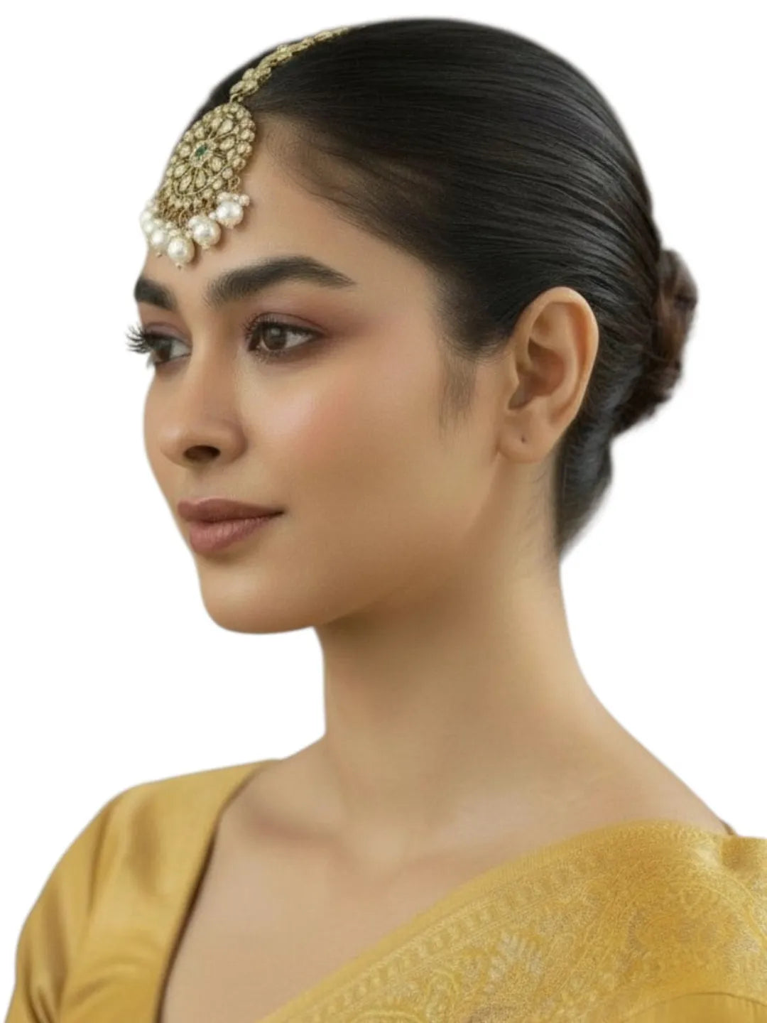 Antique Gold Plated Mirror Bahubali Jhumka Earring Set